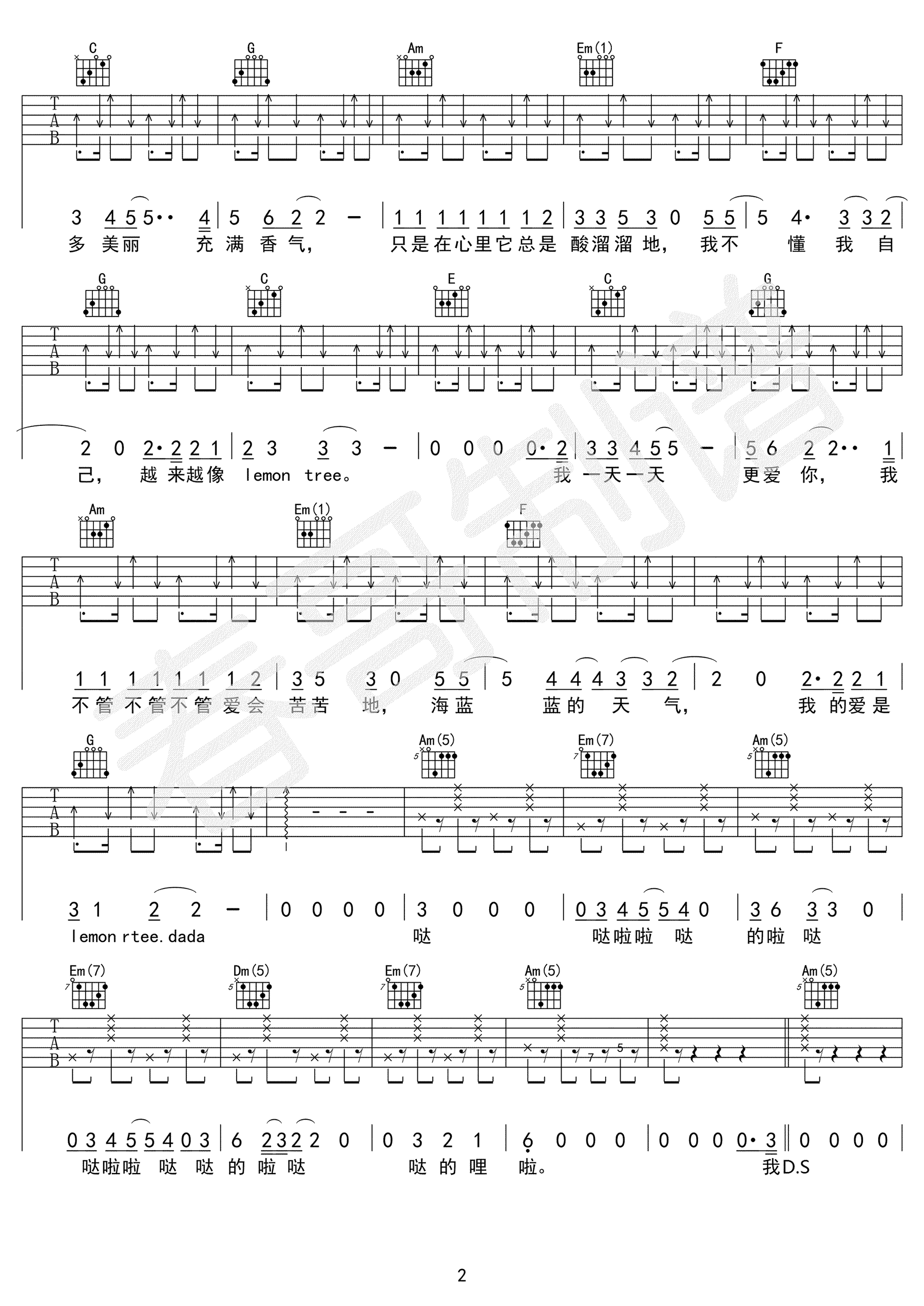 Lemon Tree吉他谱_2