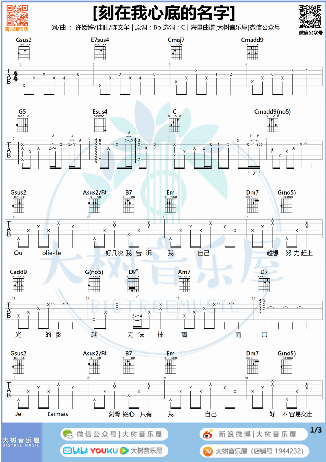 刻在我心底的名字吉他谱_1
