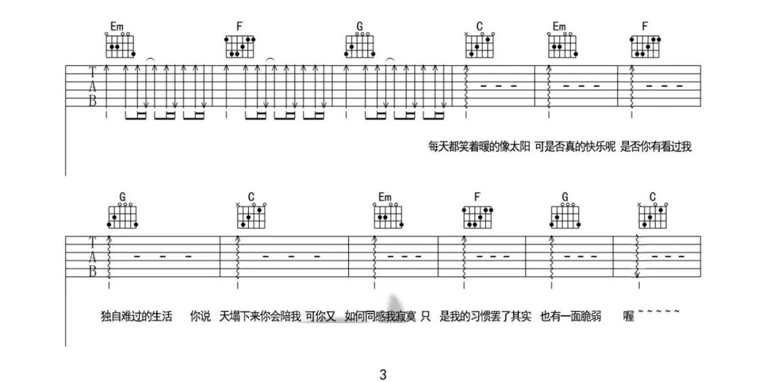 世界上没有真正的感同身受吉他谱_3