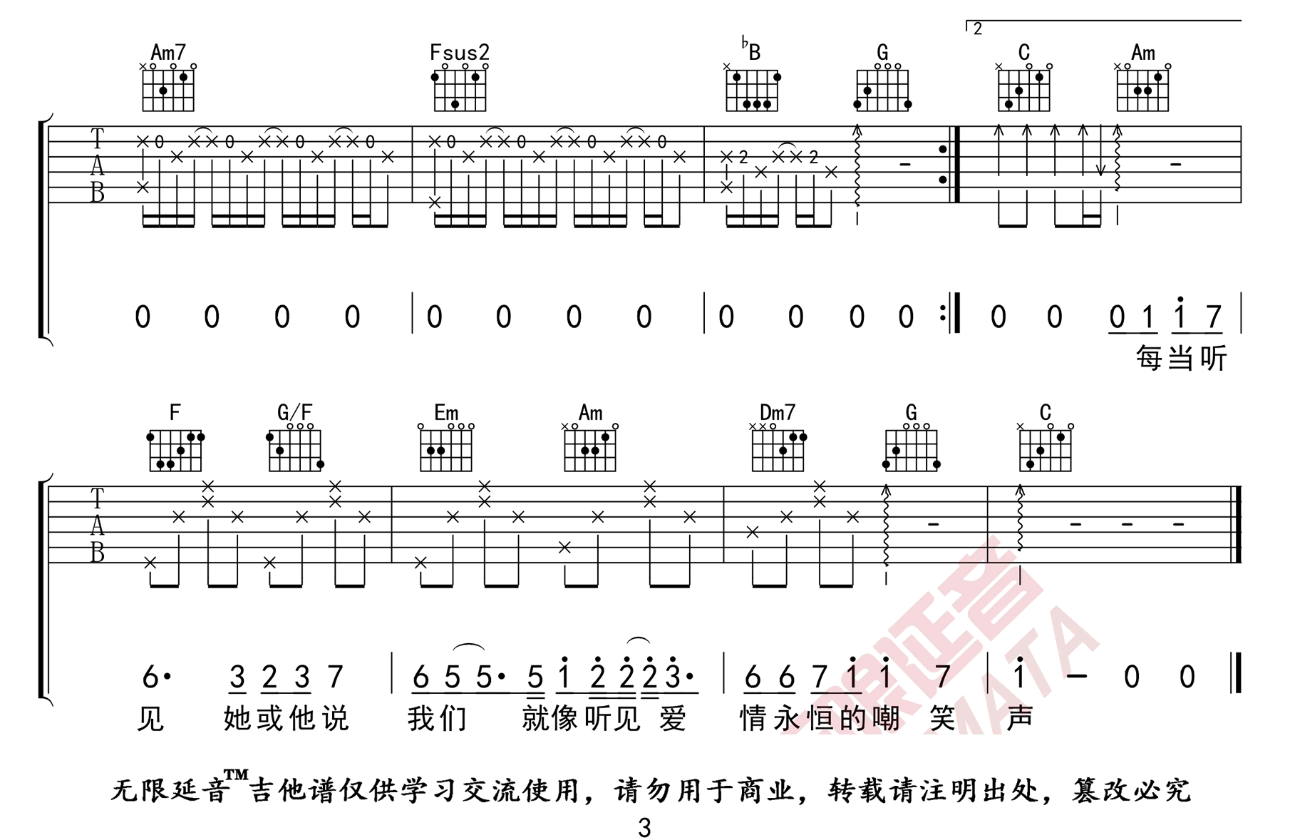 我爱的人吉他谱_3