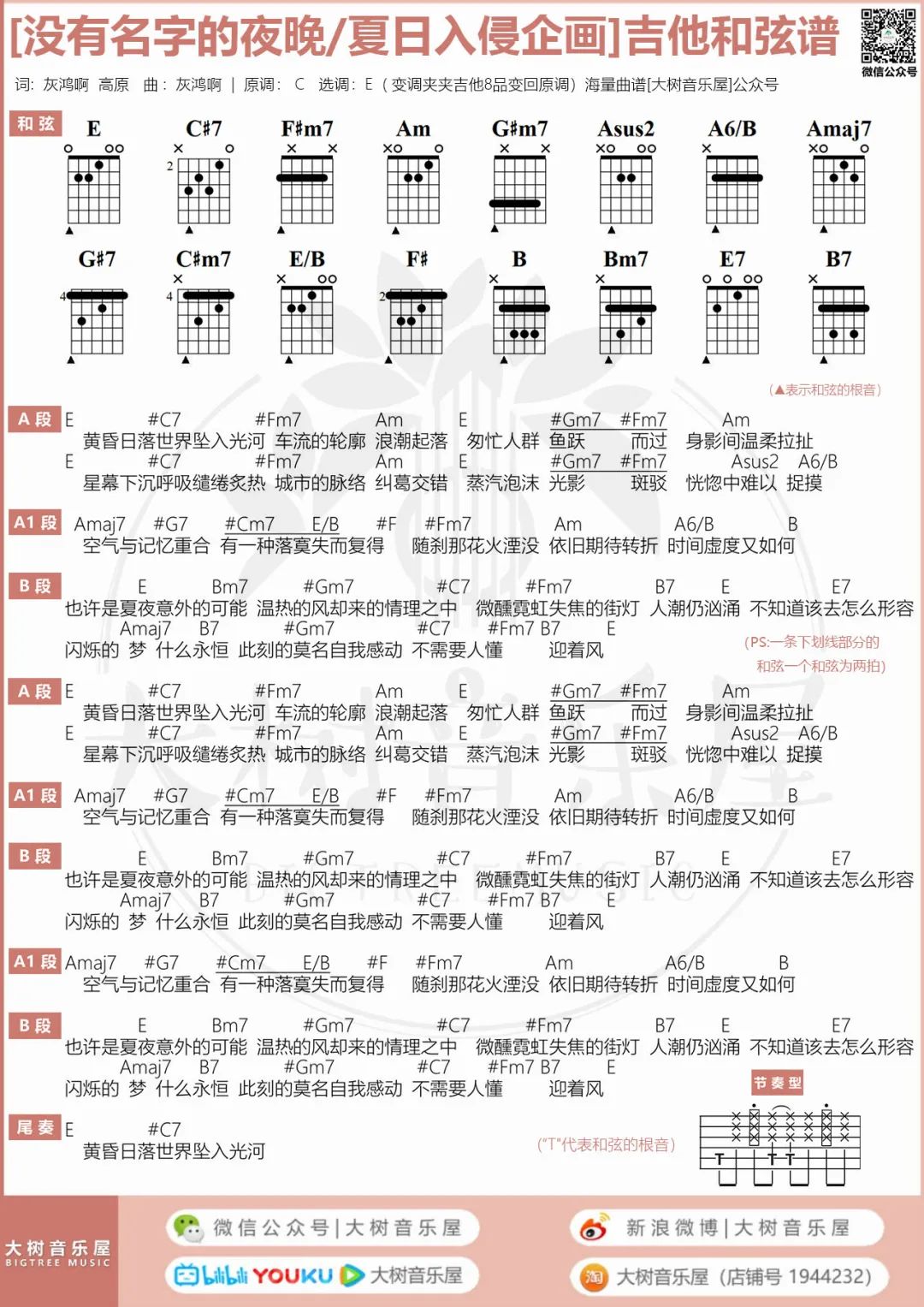 没有名字的夜晚吉他谱_4