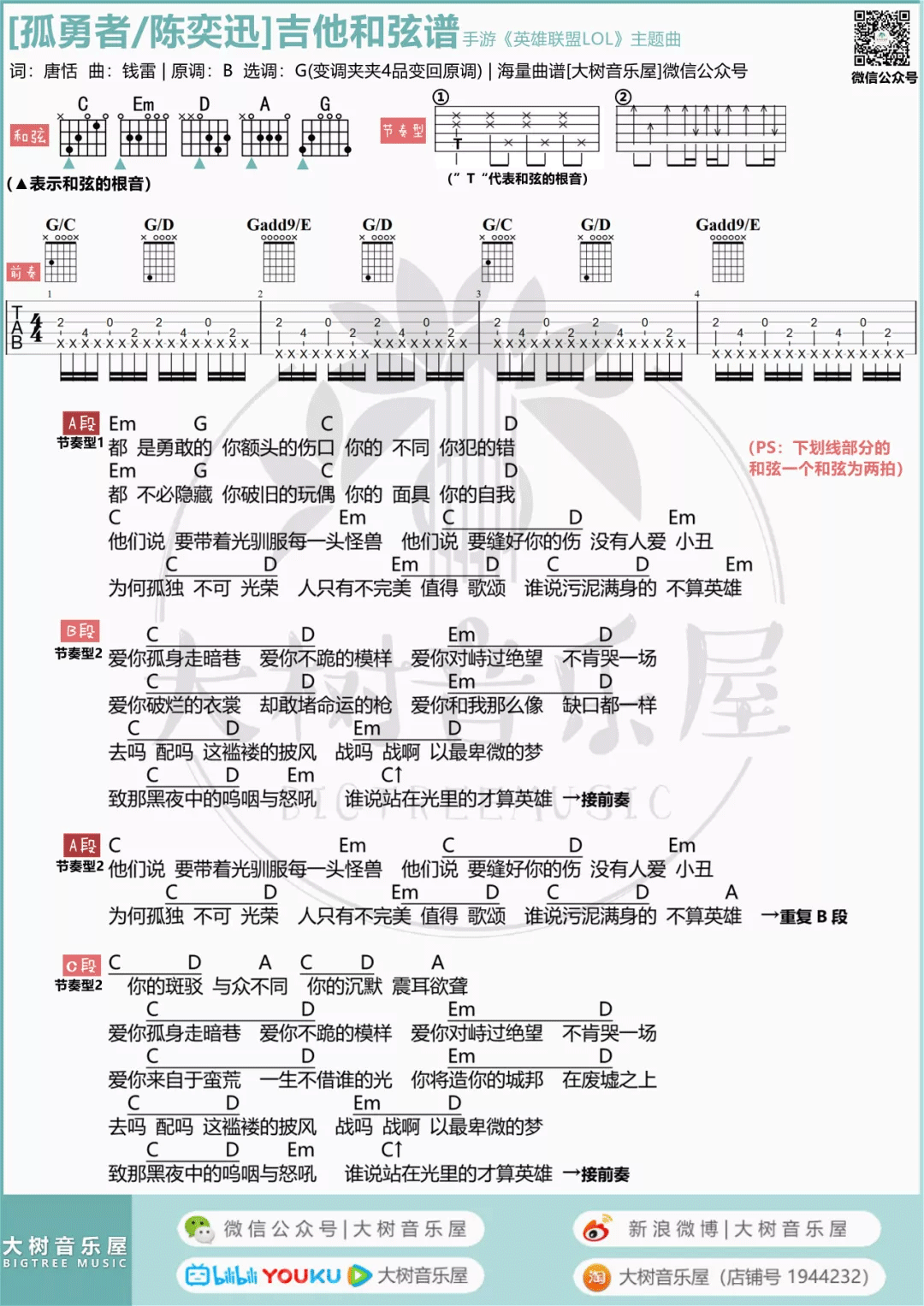 孤勇者吉他谱_4