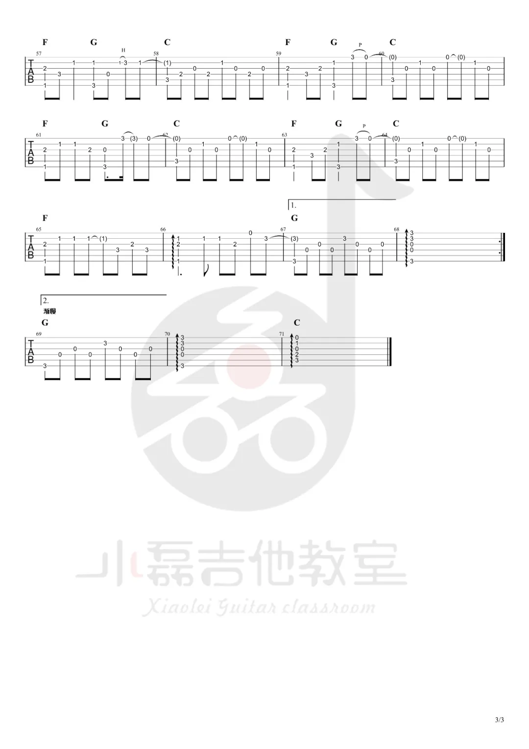南方姑娘指弹吉他谱_3