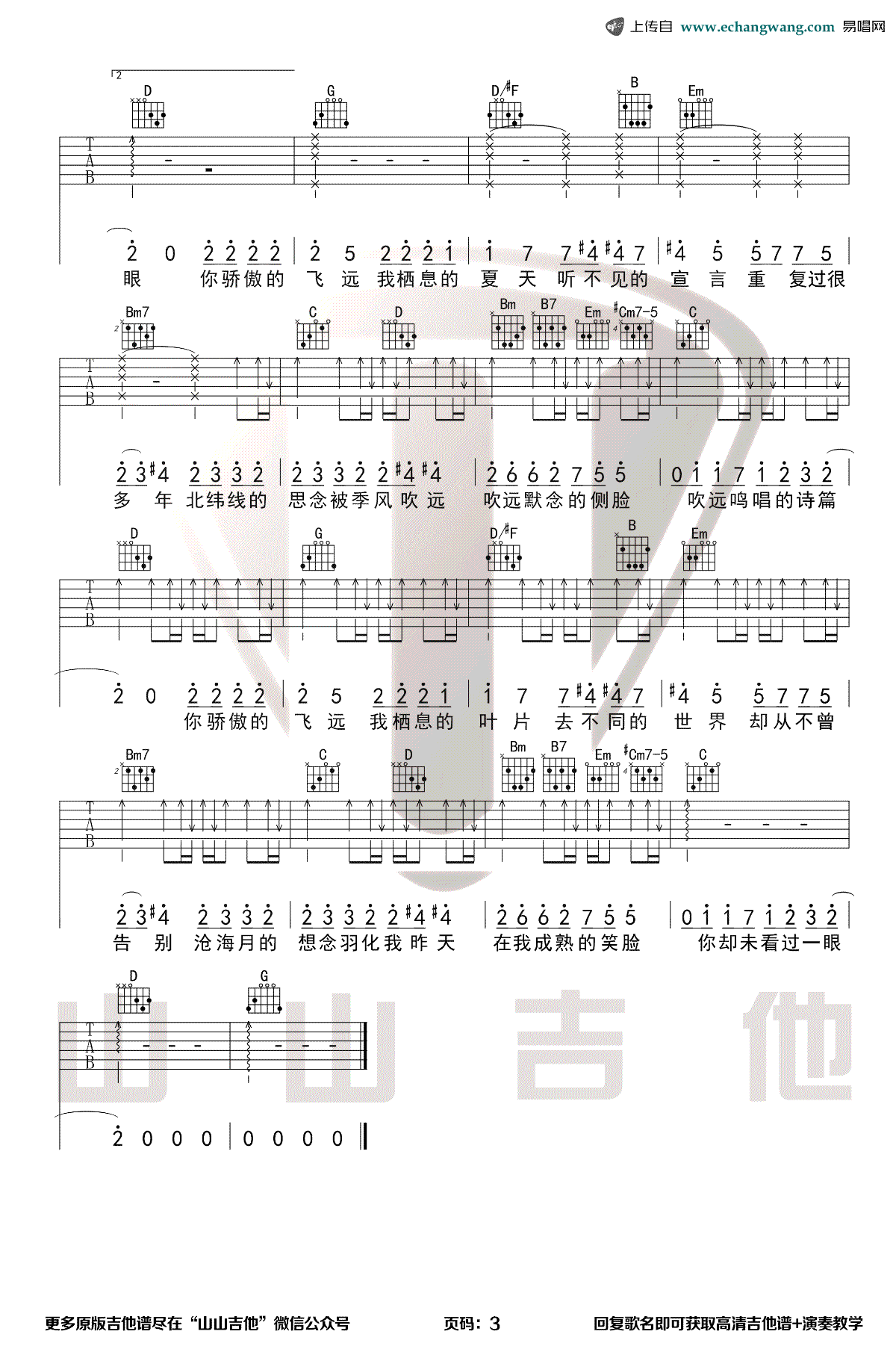 飞鸟和蝉吉他谱_2