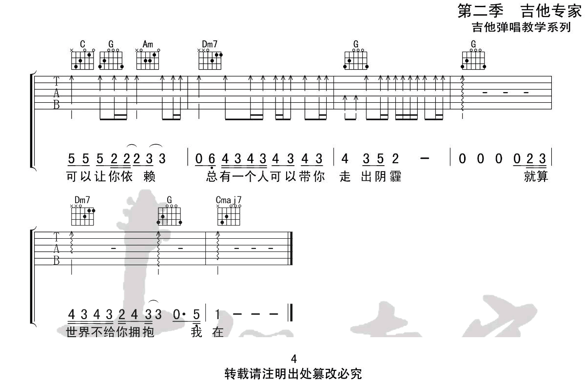 别怕我在吉他谱_4