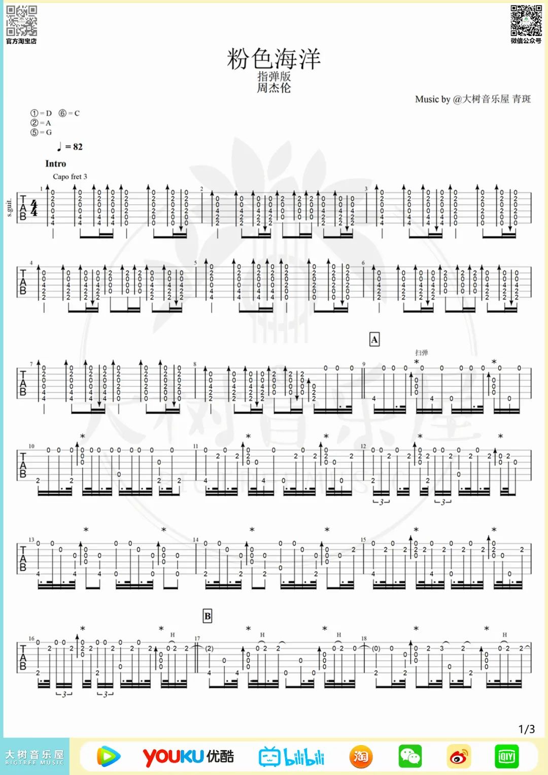 粉色海洋指弹吉他谱_1