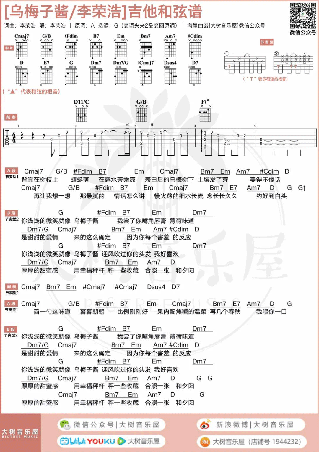 乌梅子酱吉他谱_4