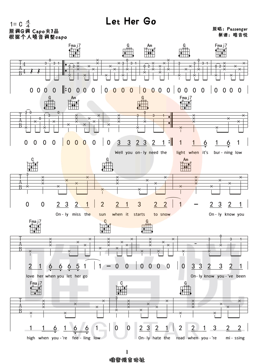 Let Her Go吉他谱_1
