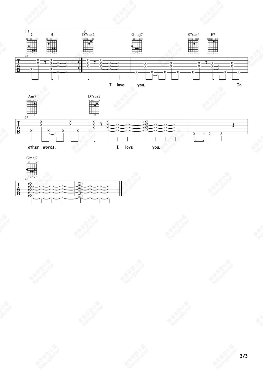Fly Me To The Moon吉他谱_3