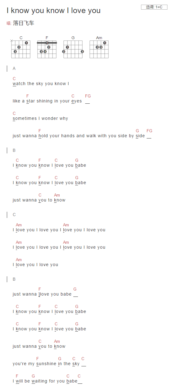 I Know You Know I Love You吉他谱_1