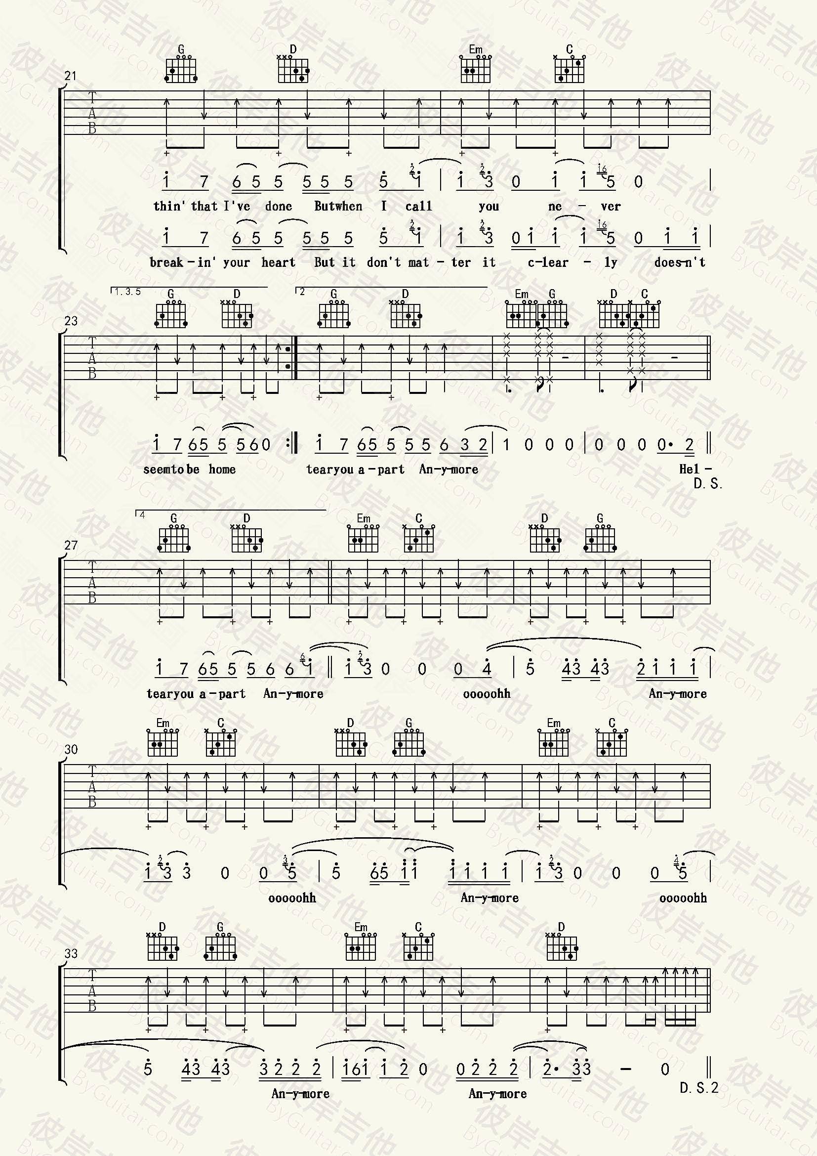 Hello吉他谱_3