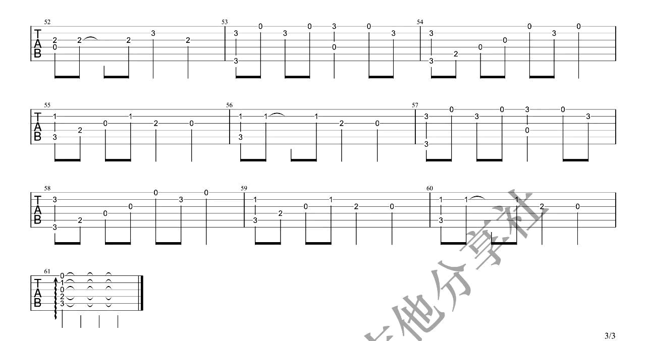 恋曲1990指弹谱吉他谱_3
