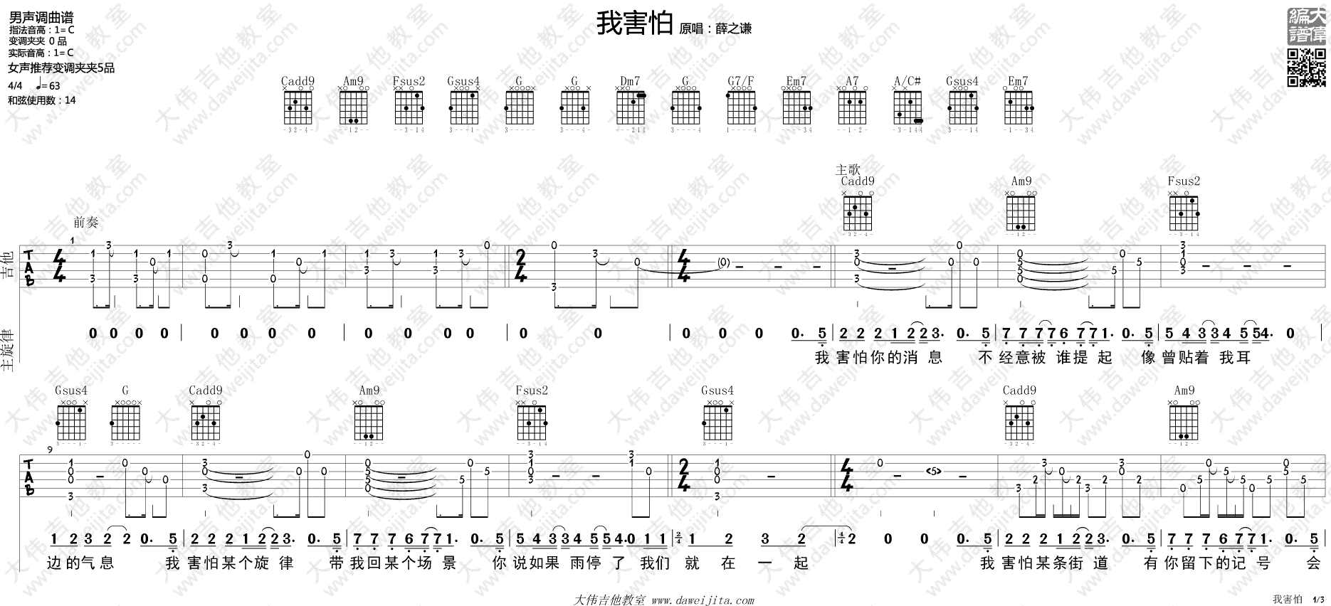 我害怕吉他谱_1