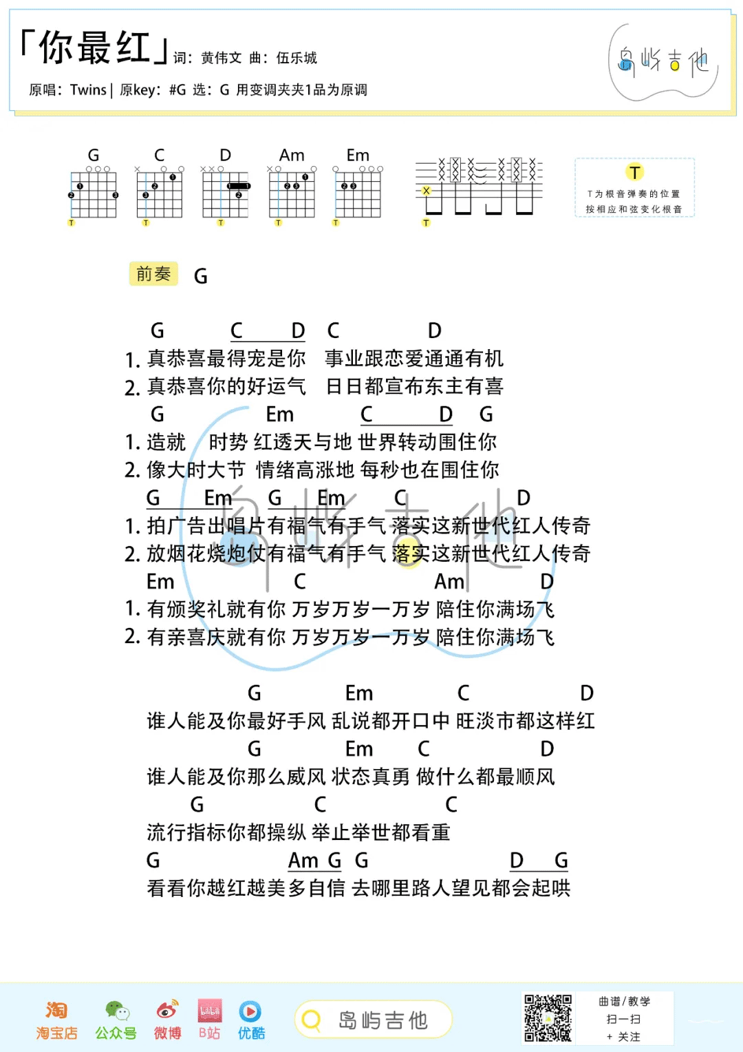 你最红吉他谱_2