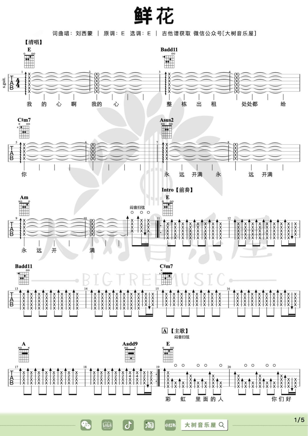 鲜花吉他谱_1