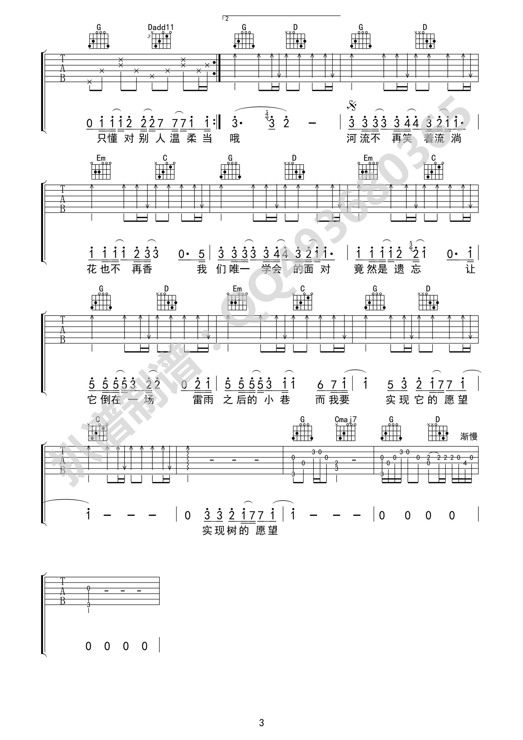 树读吉他谱_3
