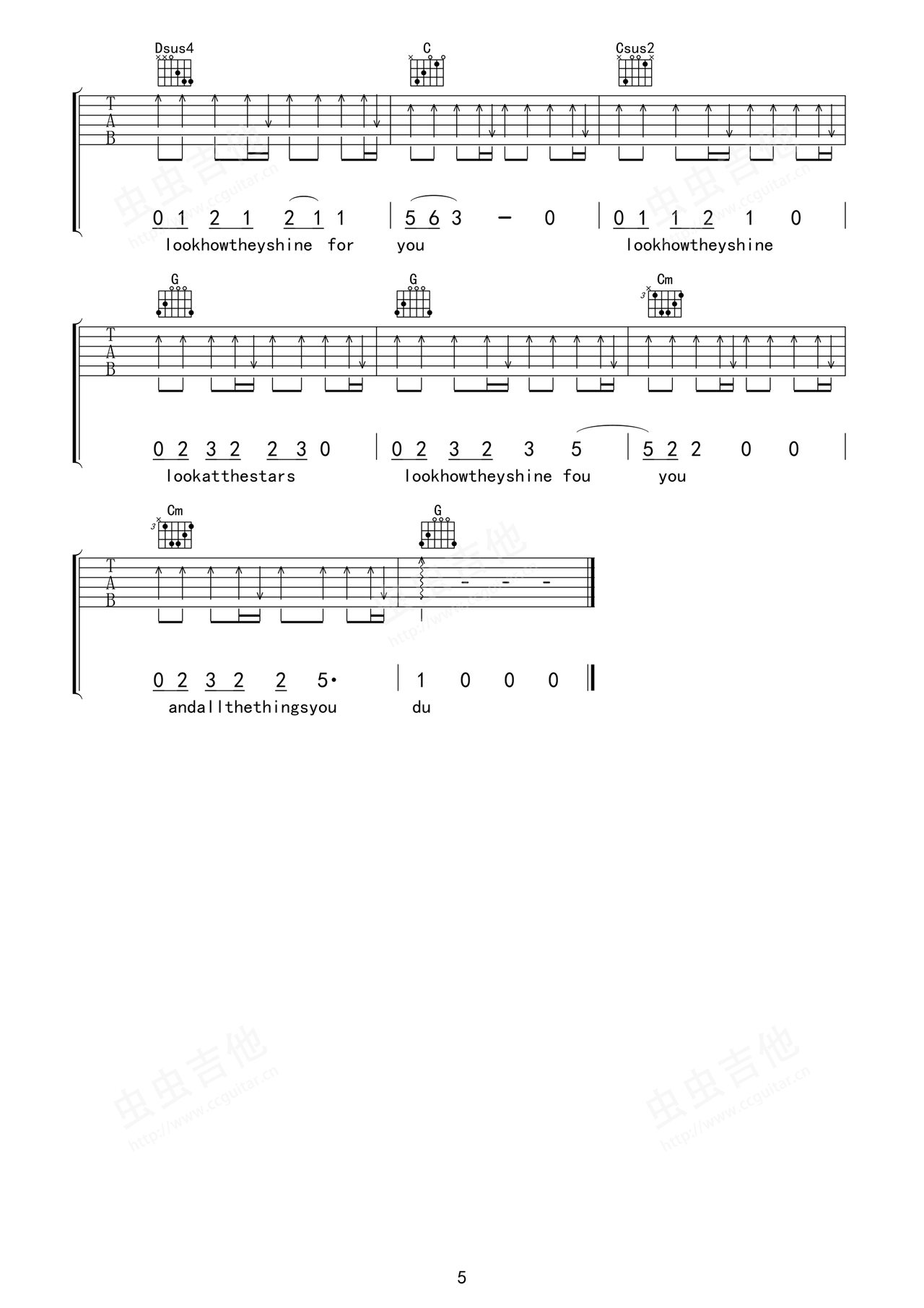 Yellow吉他谱_5