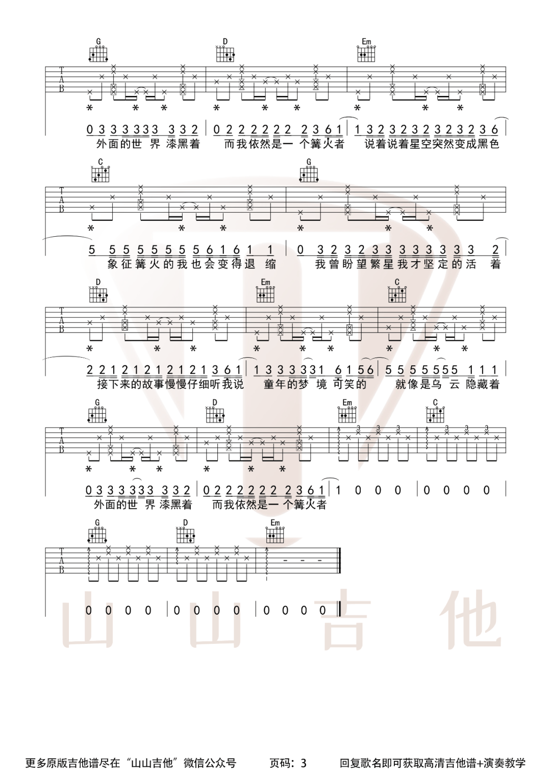 妈妈的话吉他谱_3