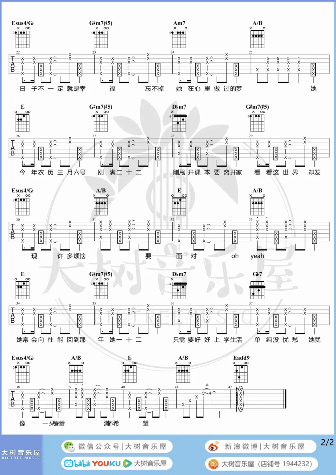 二十二吉他谱_2