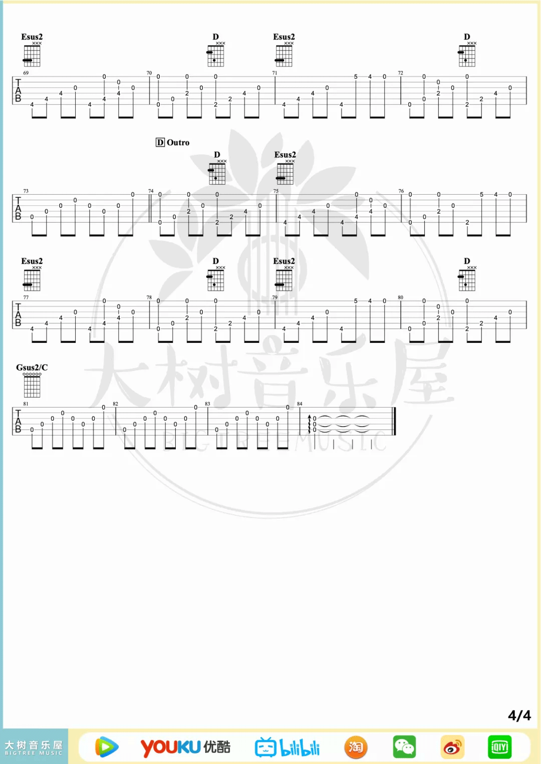 流行的云指弹吉他谱_4
