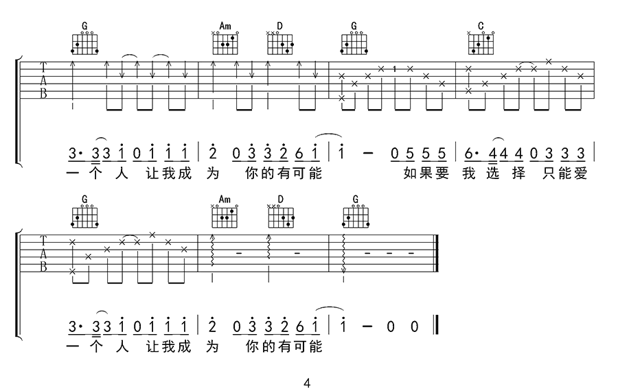 有可能的夜晚吉他谱_4