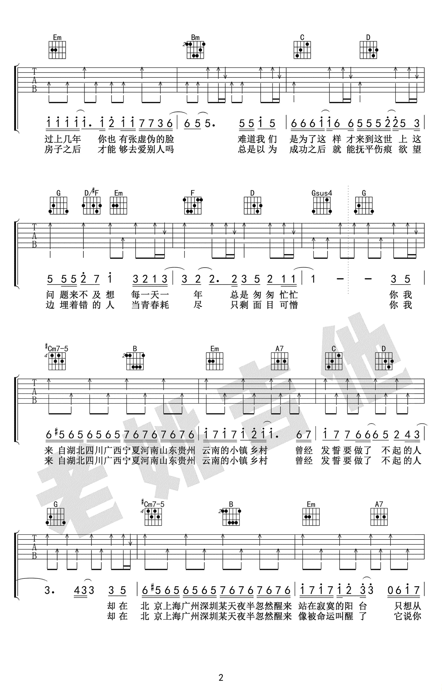 你曾是少年吉他谱_2