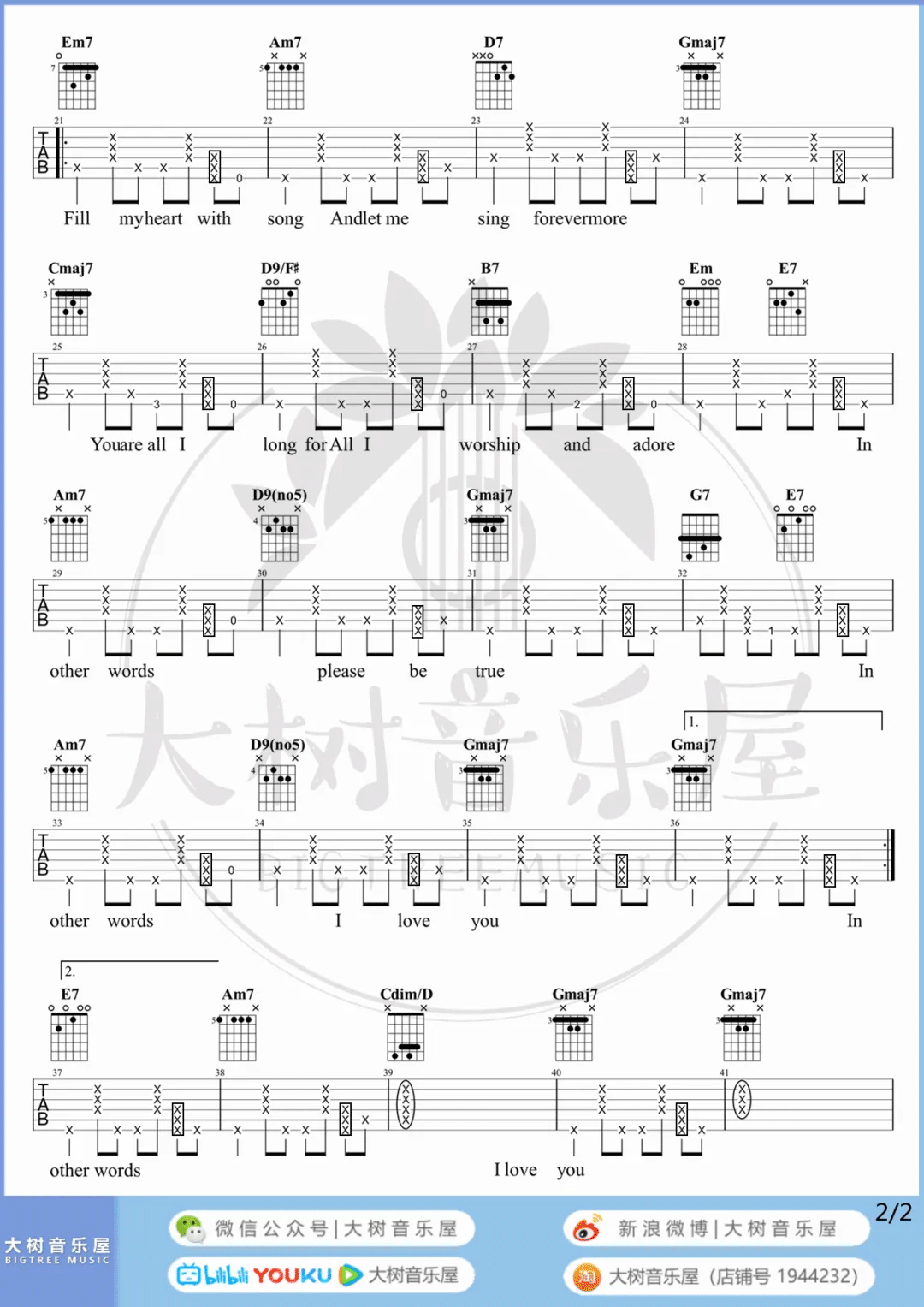 Fly Me To The Moon吉他谱_2
