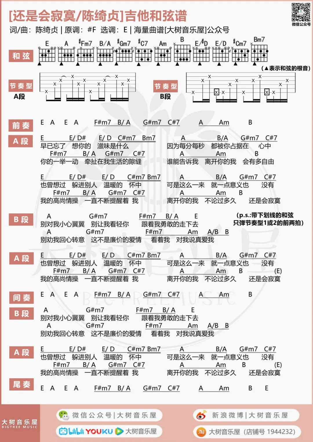 还是会寂寞吉他谱_3