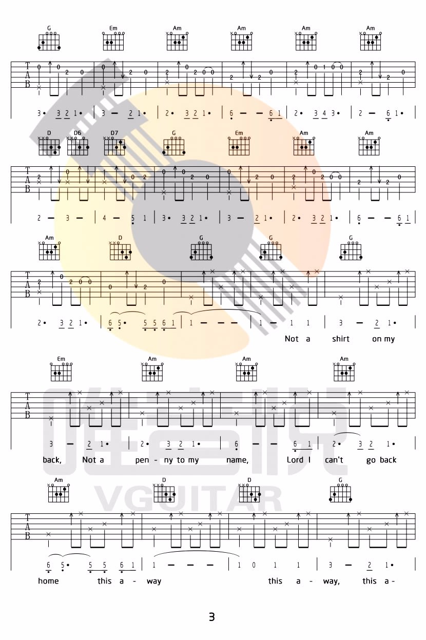 500miles吉他谱_3
