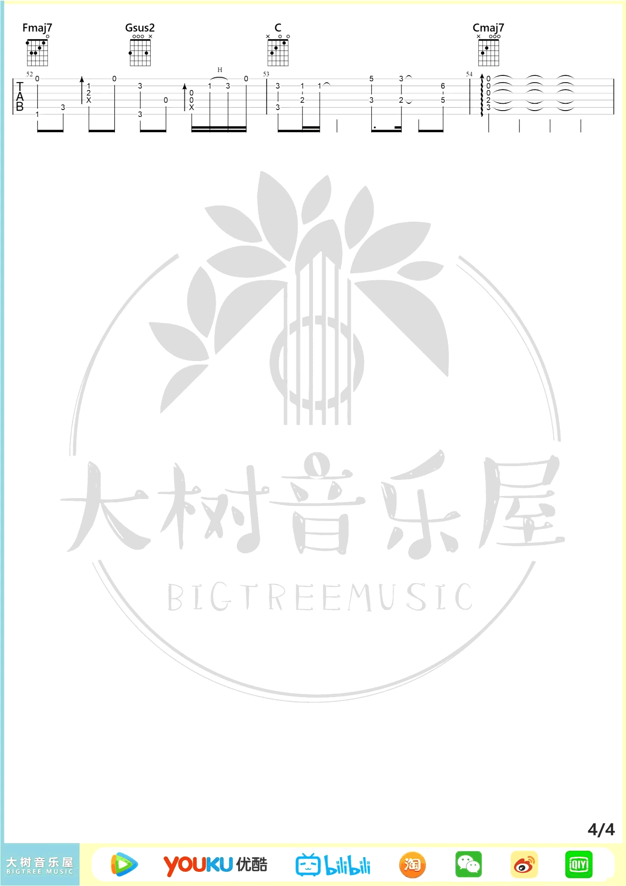 菊次郎的夏天指弹吉他谱_4