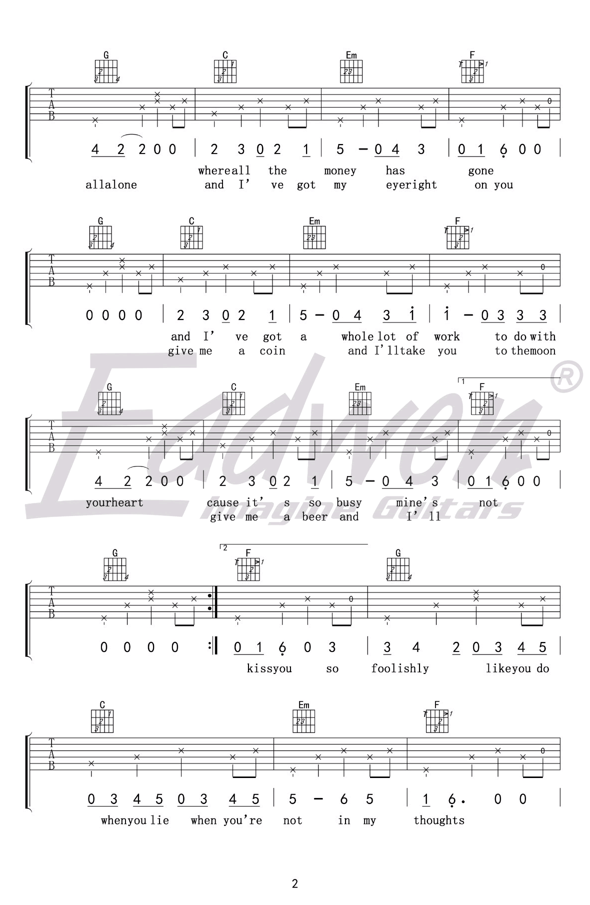 Loving Strangers吉他谱_2