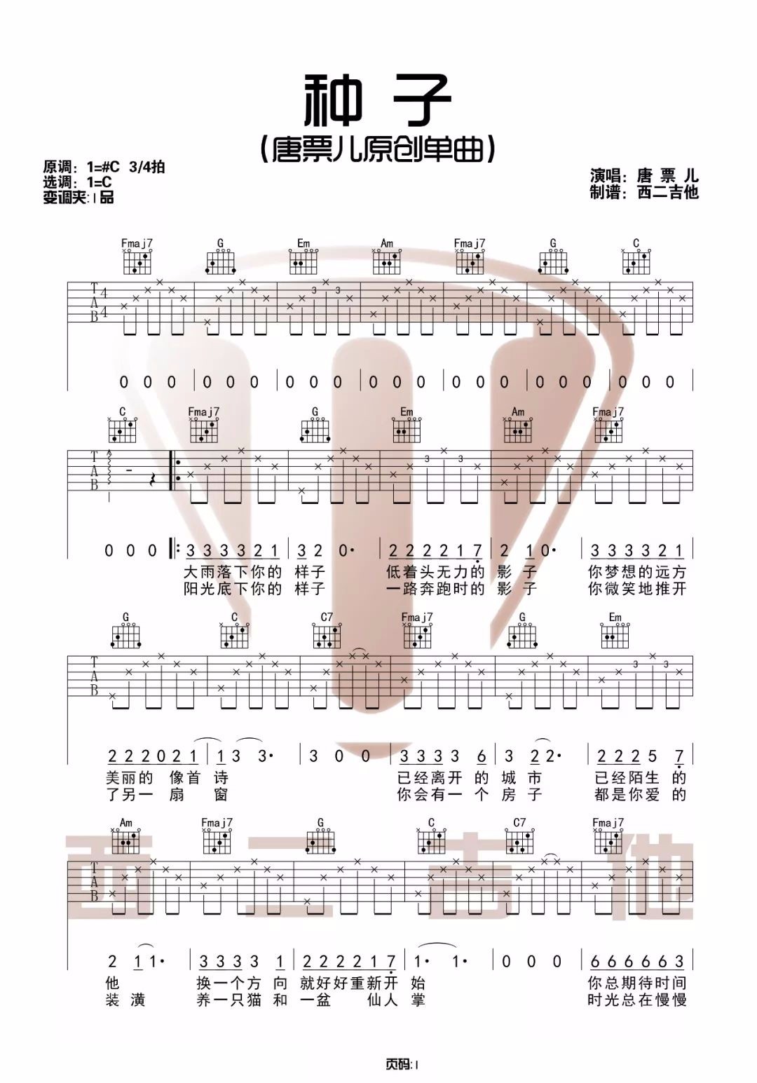 种子吉他谱_1