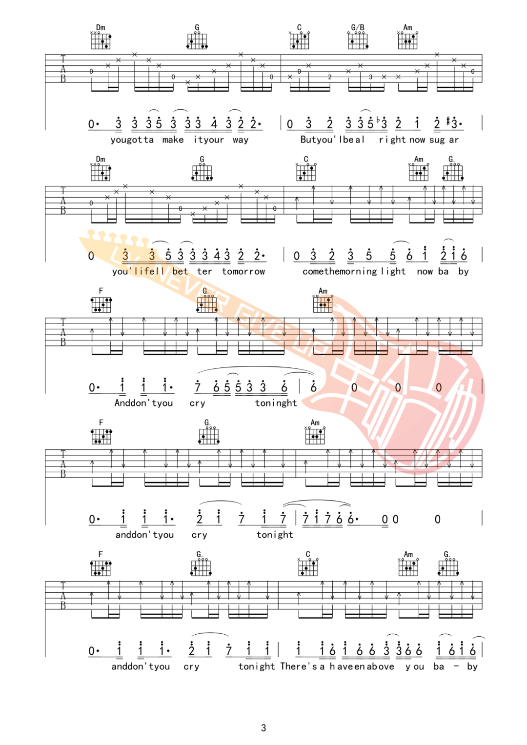 Don't Cry吉他谱_3
