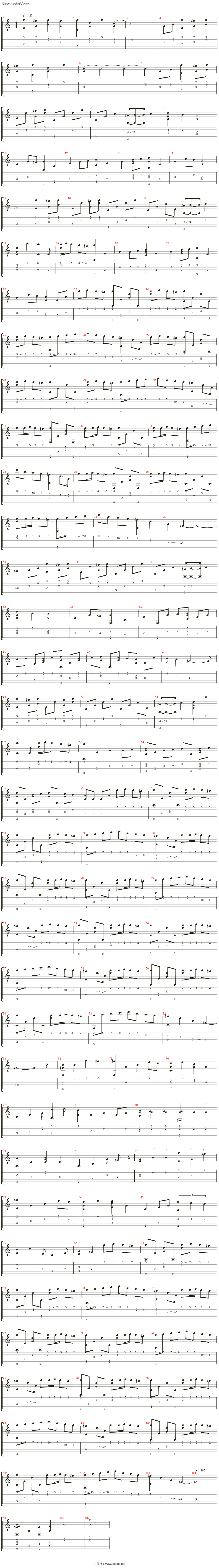 River Flows In You指弹谱吉他谱_1