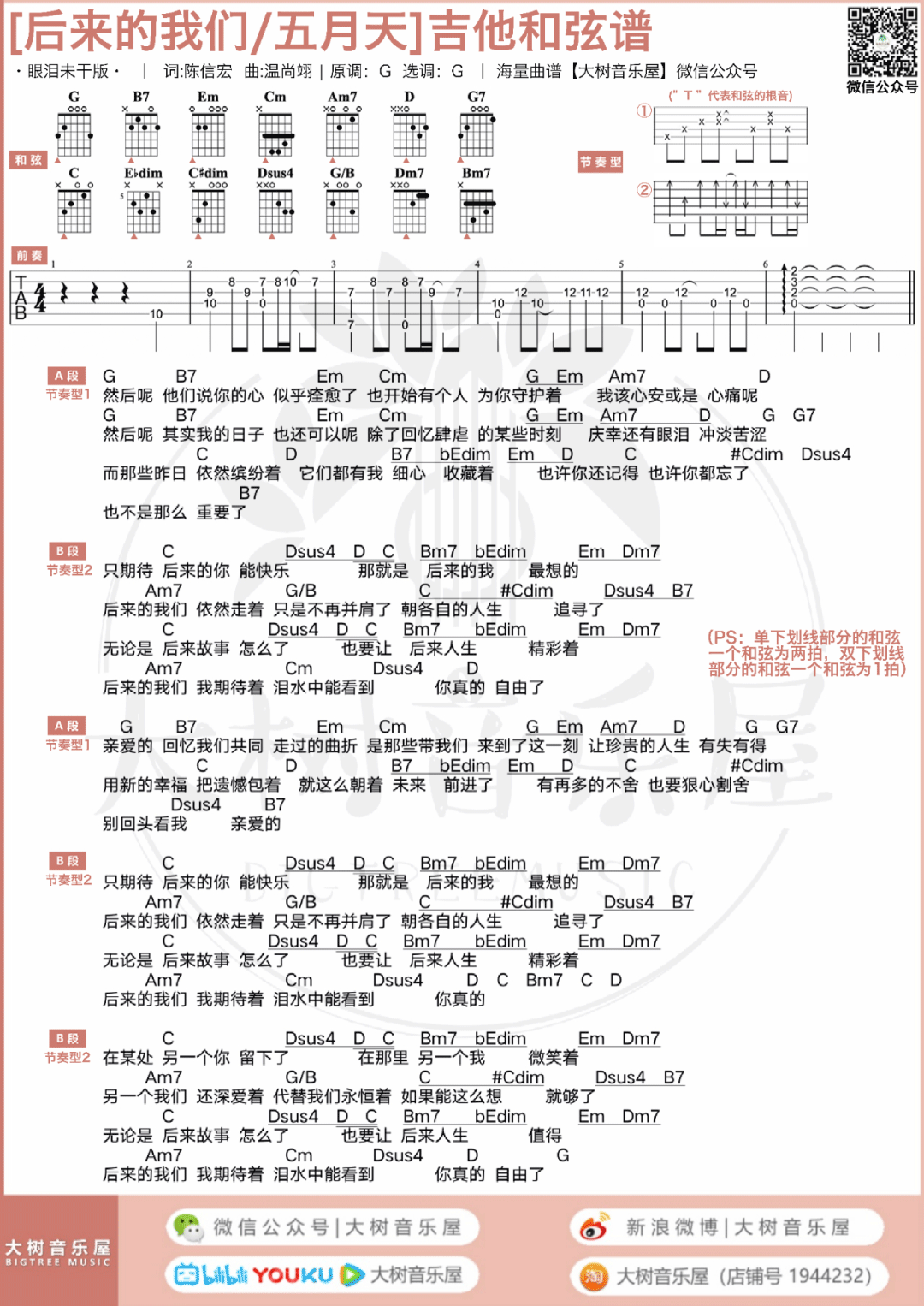 后来的我们吉他谱_4