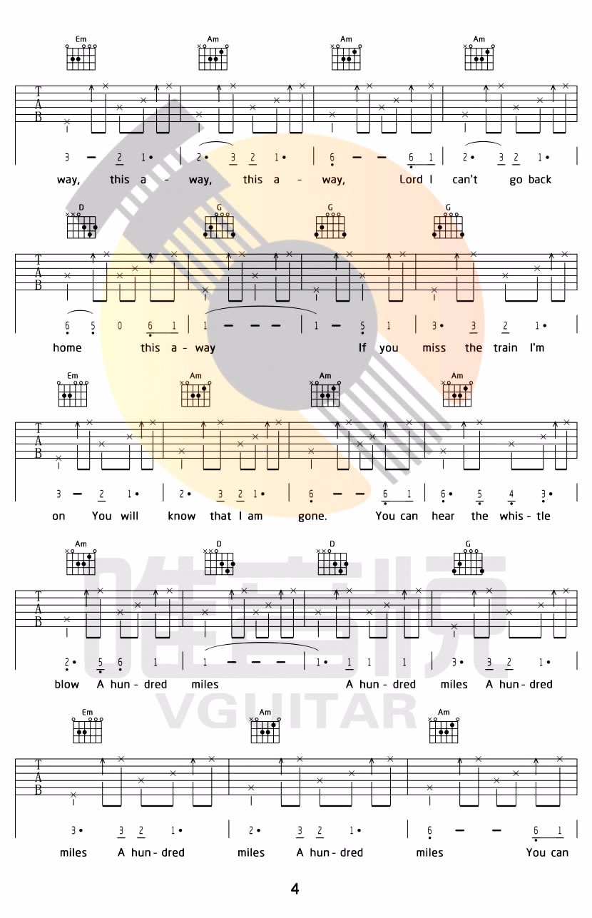 500miles吉他谱_4