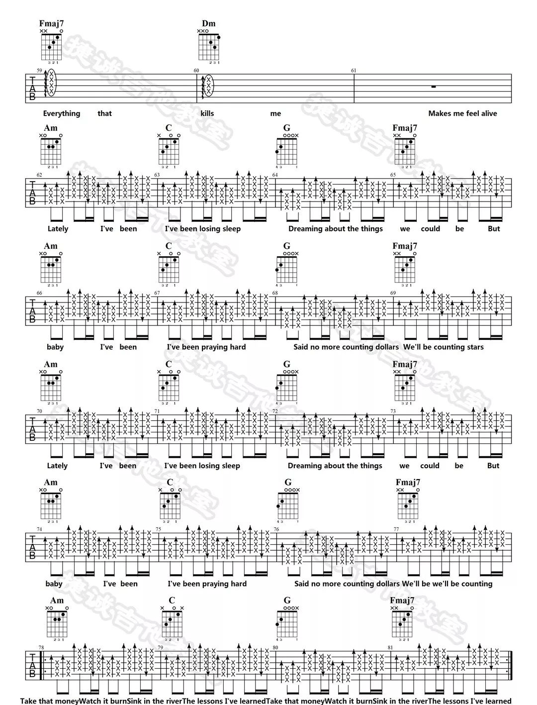 Counting Stars吉他谱_4