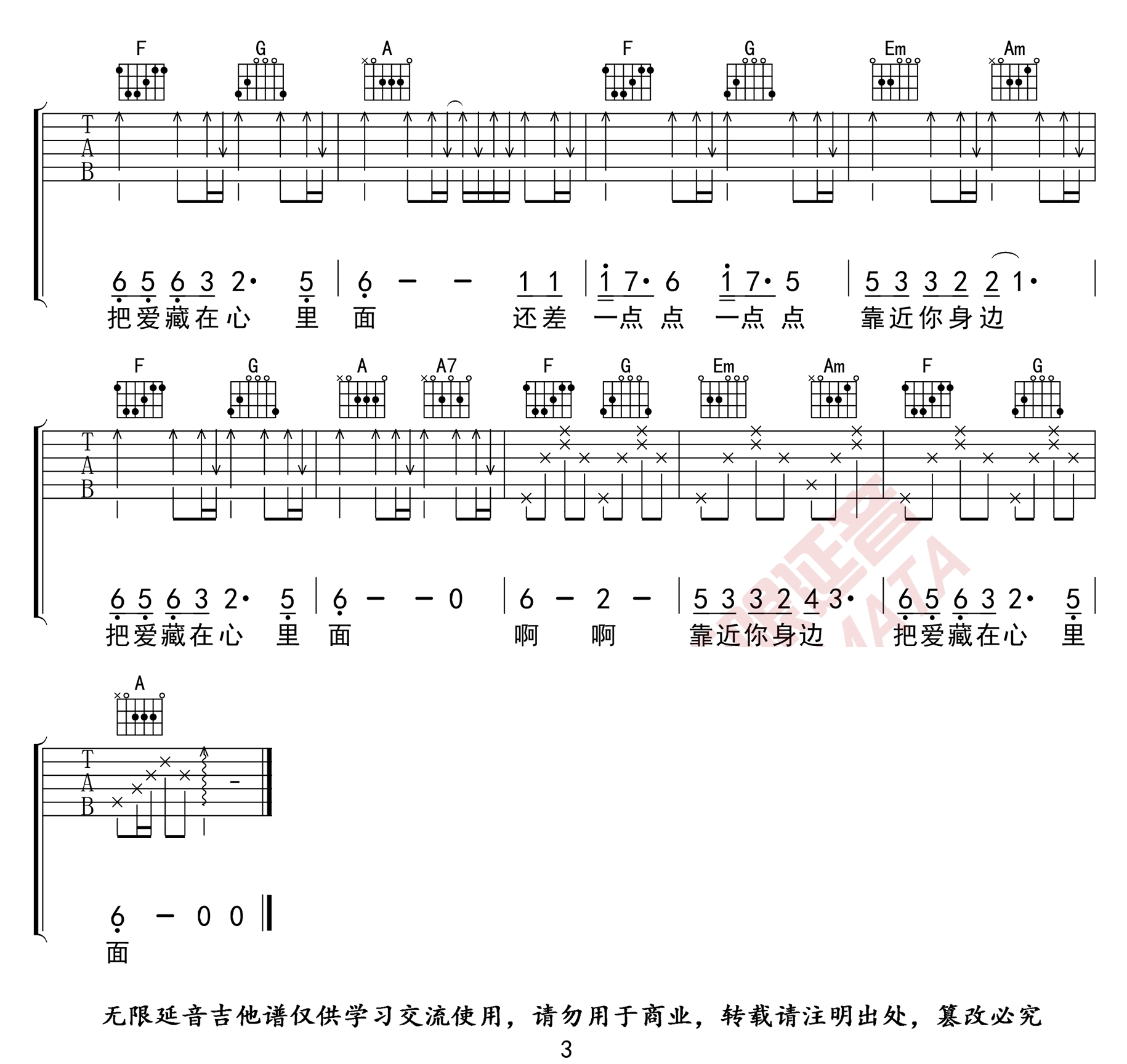 蝴蝶之夏吉他谱_3