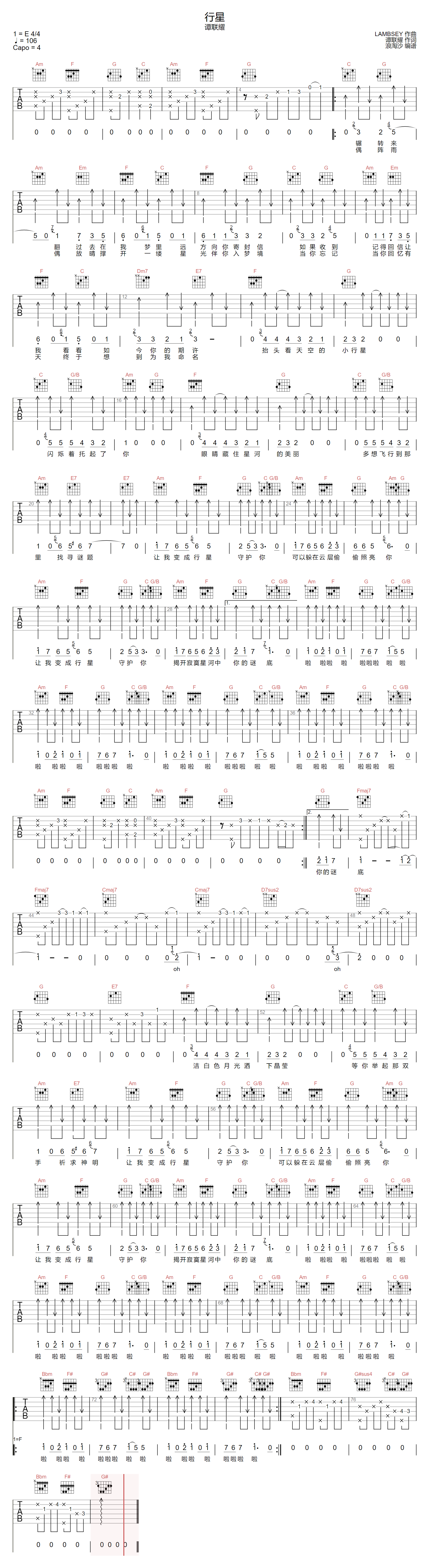 行星吉他谱_1