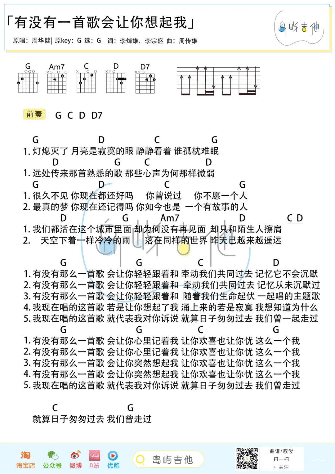 有没有一首歌会让你想起我吉他谱_2