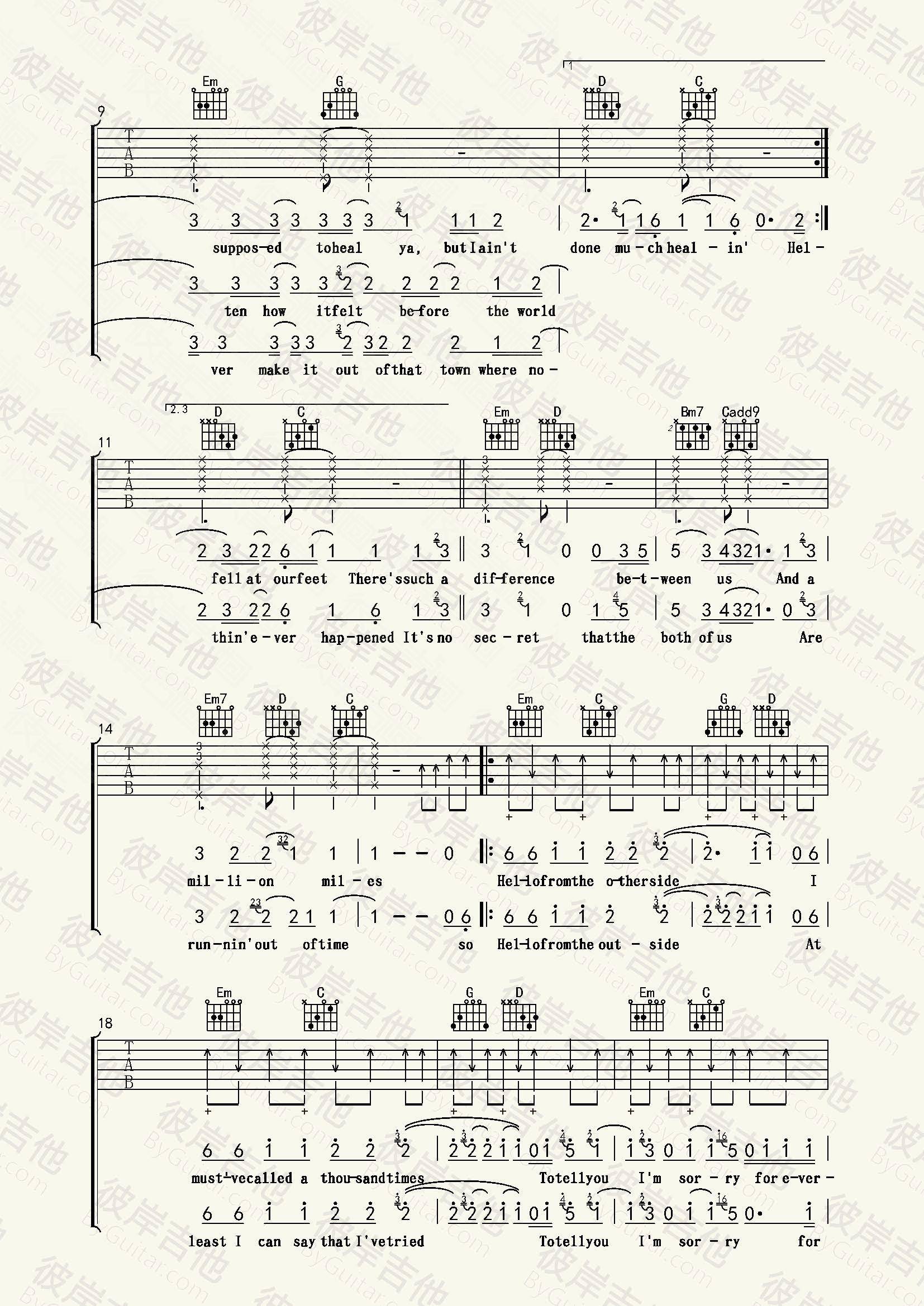 Hello吉他谱_2