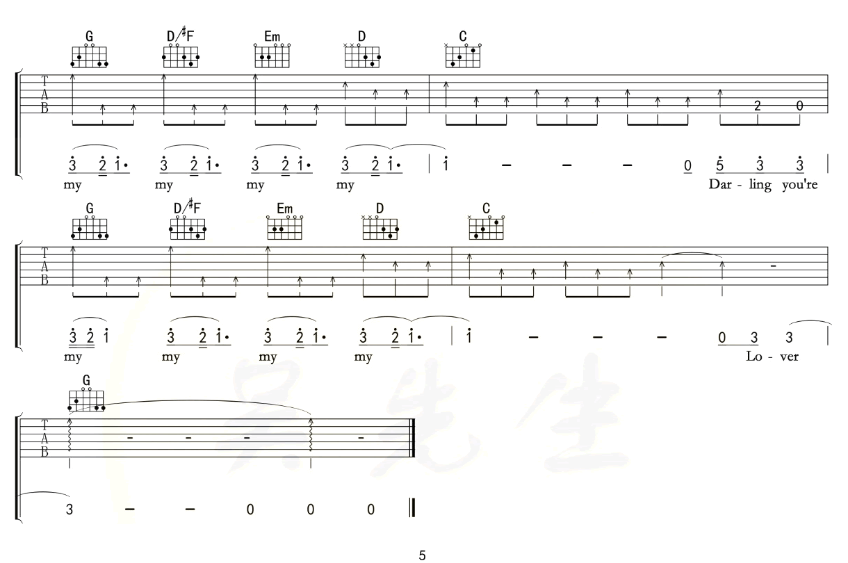 Lover吉他谱_5