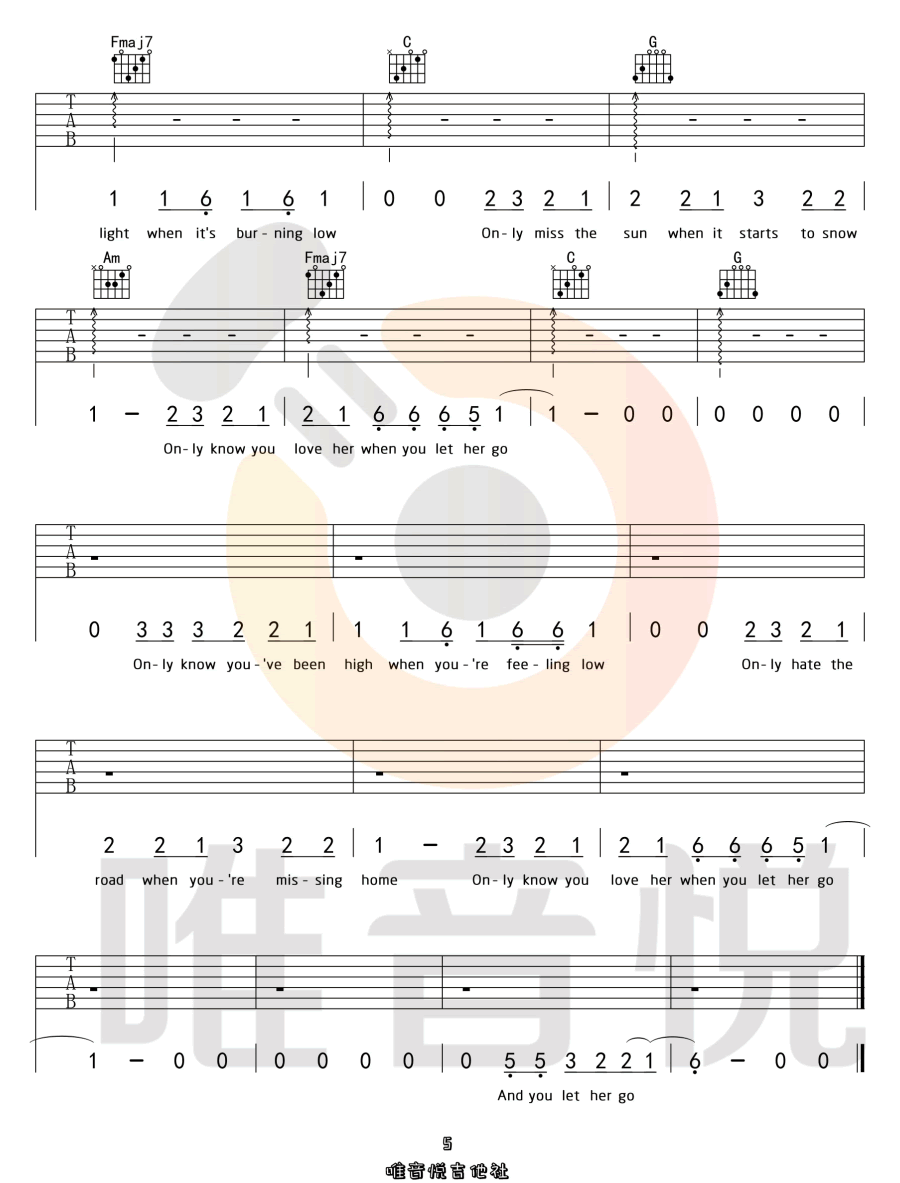 Let Her Go吉他谱_5