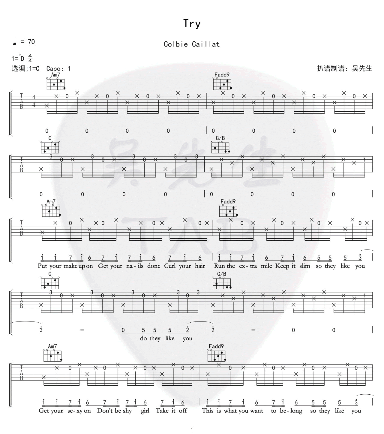 Try吉他谱_1