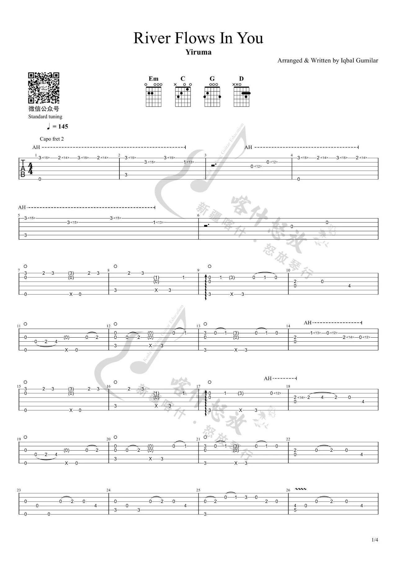 River Flows In You指弹吉他谱_1