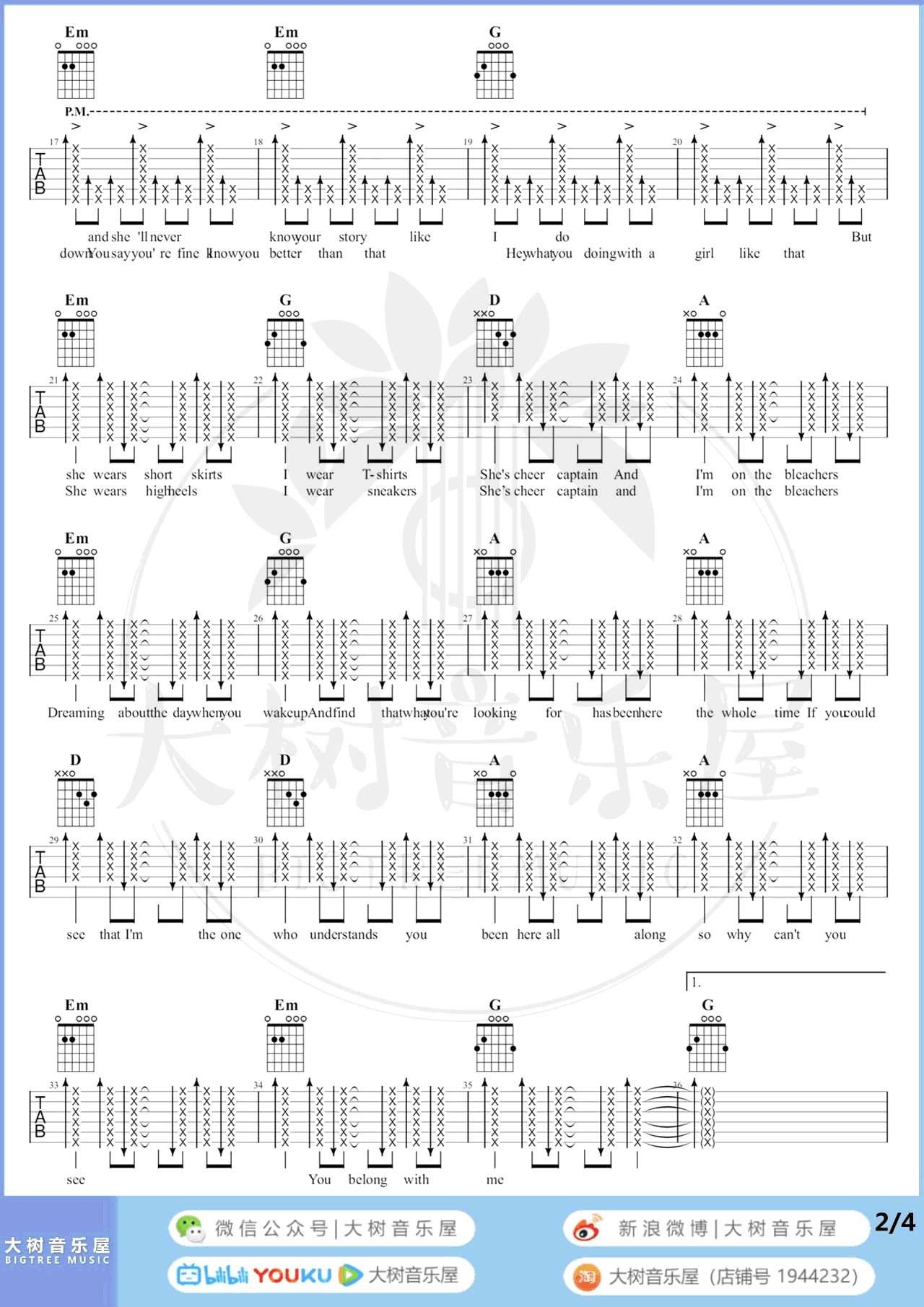 You Belong With Me吉他谱_2