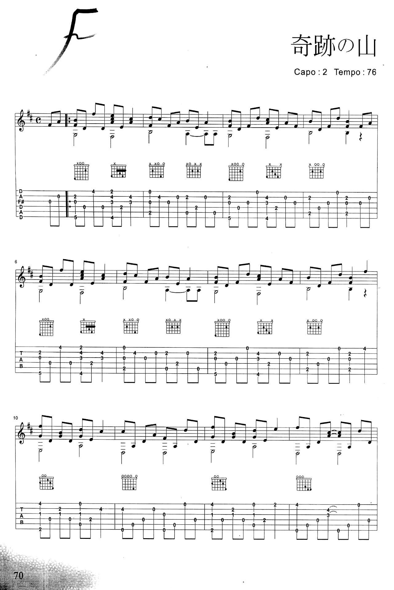 奇迹的山指弹吉他谱_1