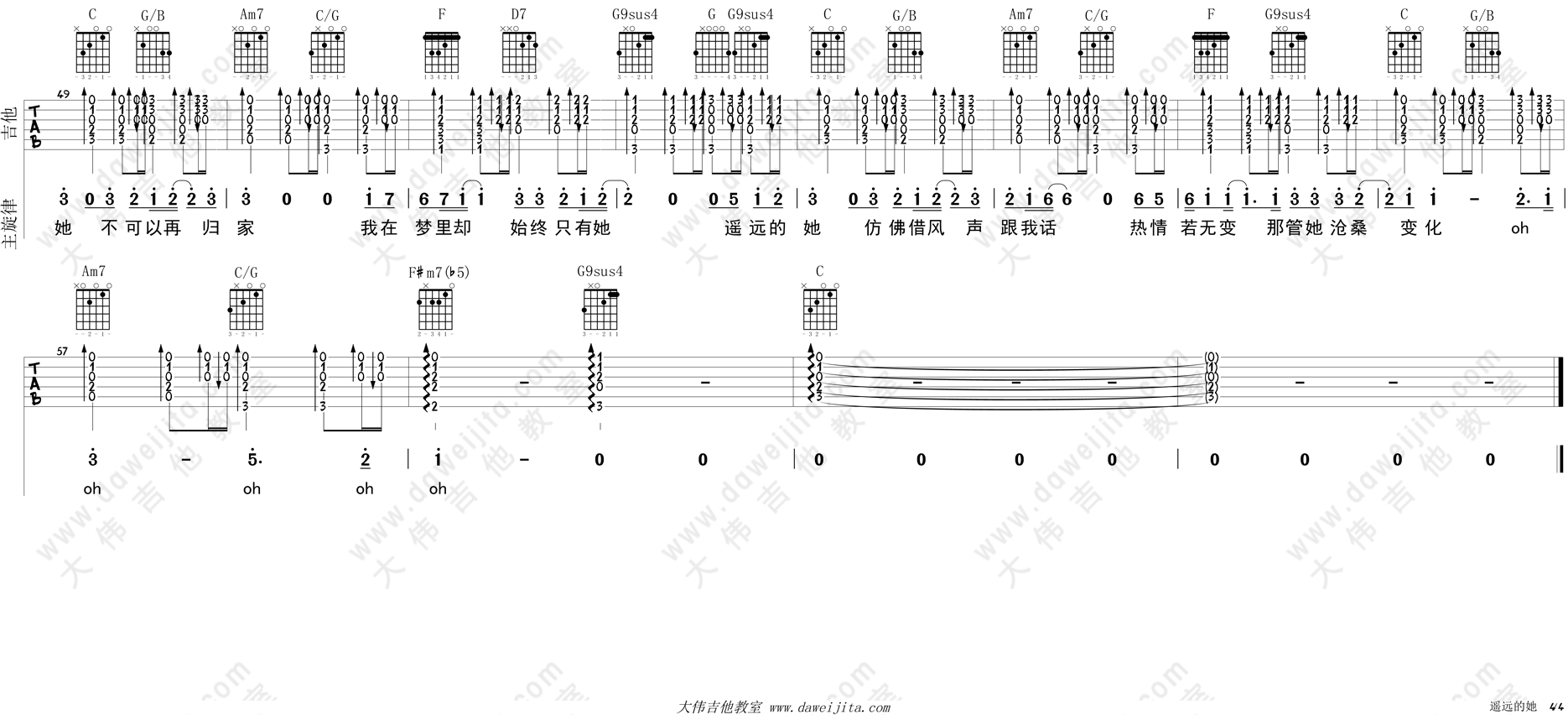 遥远的她吉他谱_4