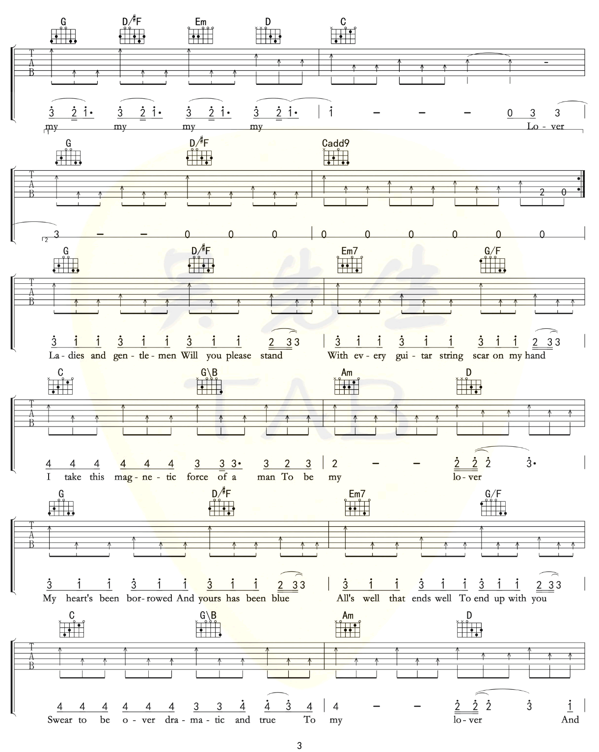 Lover吉他谱_3
