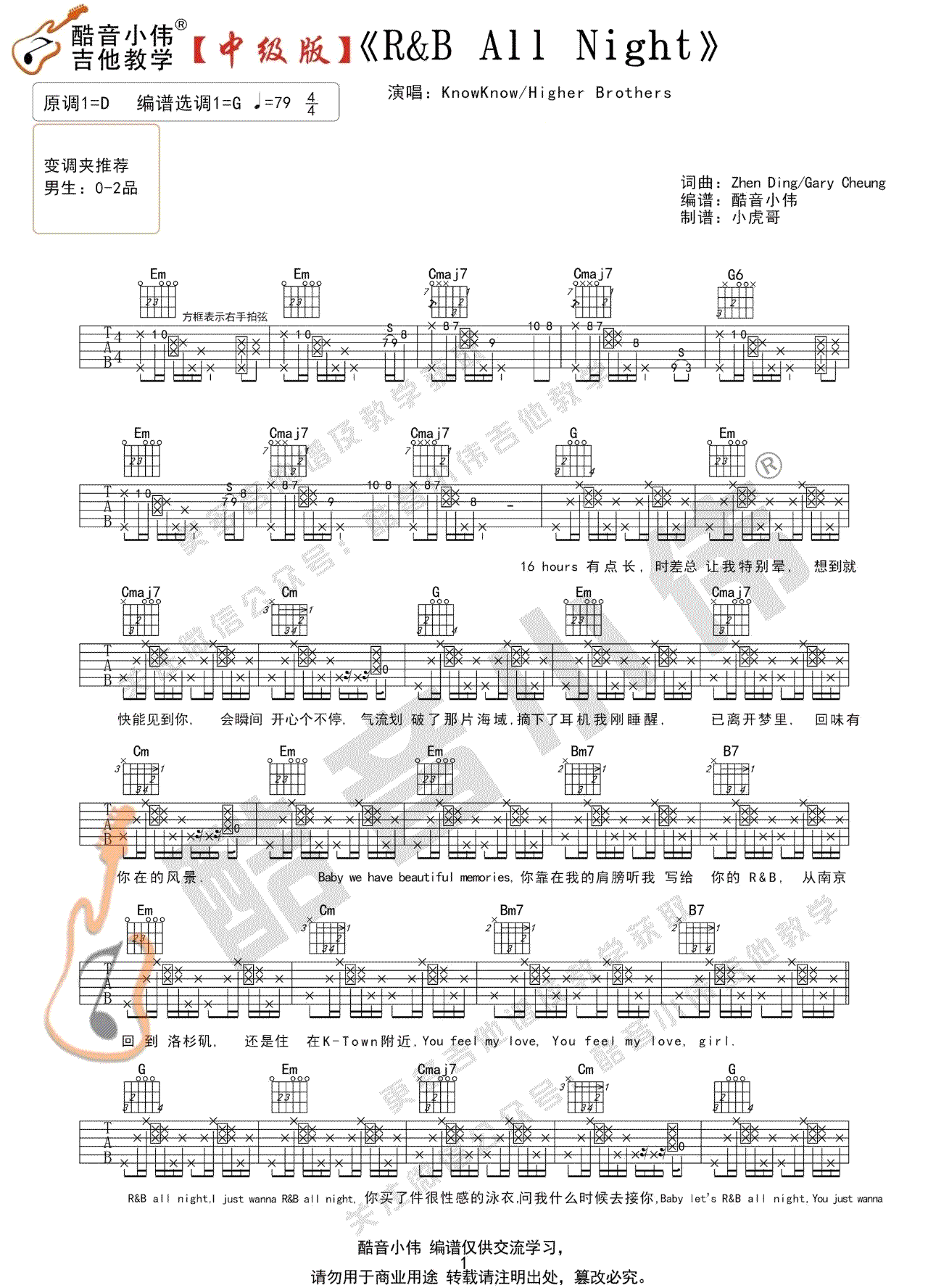 R&amp;B All Night吉他谱_1